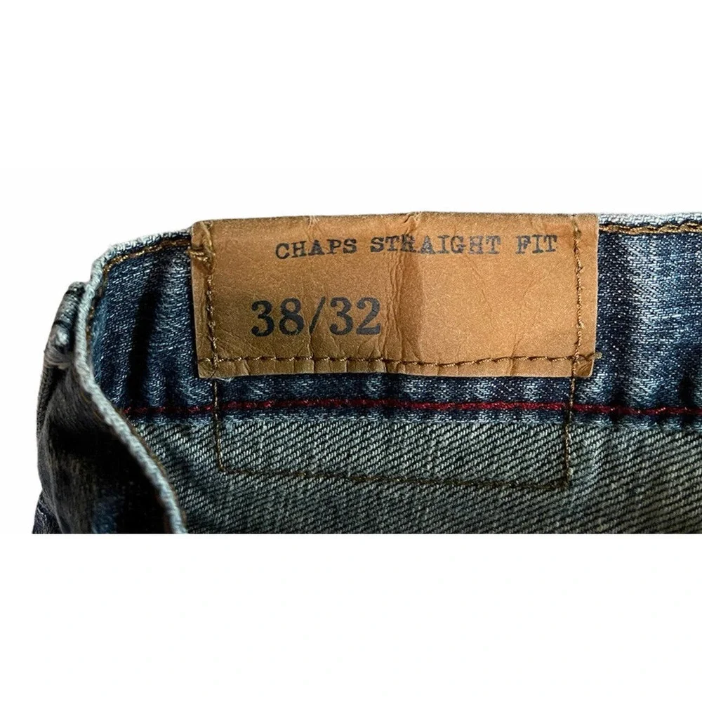 Mens Chaps Denim Straight Fit 100% Cotton Blue Jeans Size 38x32